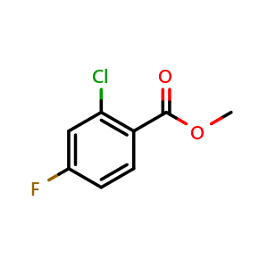 Chemical structure of Methyl 2-chloro-4-fluorobenzoate , CAS 85953-29-3, AChemBlock C-3675