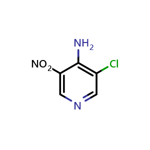 Chemical structure of 4-Amino-3-chloro-5-nitropyridine , CAS 89284-28-6, AChemBlock C-3705