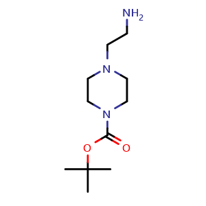 Chemical structure of 4-N-(2-Aminoethyl)-1-N-Boc-piperazine , CAS 192130-34-0, AChemBlock C-3739