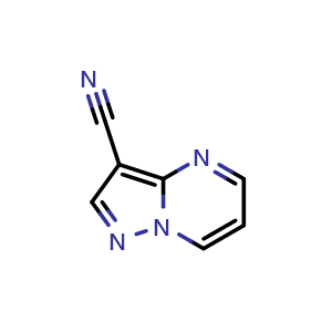 Chemical structure of Pyrazolo[1,5-a]pyrimidine-3-carbonitrile , CAS 25939-87-1, AChemBlock C-3756