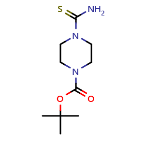 Chemical structure of tert-Butyl 4-carbamothioylpiperazine-1-carboxylate , CAS 196811-66-2, AChemBlock D-2704