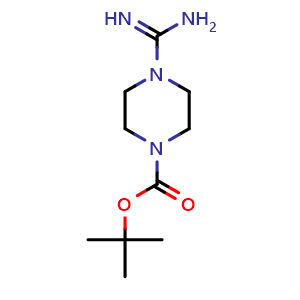 Chemical structure of tert-Butyl 4-carbamimidoylpiperazine-1-carboxylate , CAS 153836-14-7, AChemBlock D-2731