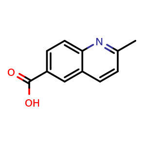 Chemical structure of 2-Methyl-quinoline-6-carboxylic acid , CAS 635-80-3, AChemBlock F-4027