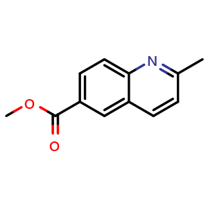 Chemical structure of 2-Methyl-quinoline-6-carboxylic acid methyl ester , CAS 108166-01-4, AChemBlock F-4028