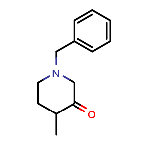 Chemical structure of 1-Benzyl-4-methyl-piperidin-3-one , CAS 32018-96-5, AChemBlock F-4036