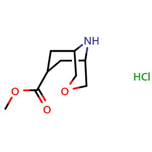 Chemical structure of 3-Oxa-9-aza-bicyclo[3.3.1]nonane-7-carboxylic acid methyl ester hydrocloride , CAS 1524708-14-2, AChemBlock F-4081