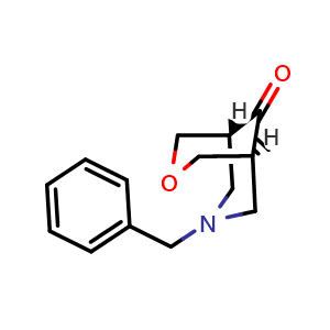 Chemical structure of 3-Benzyl-7-oxo-3-aza-bicyclo[3.3.1]nonan-9-one , CAS 77716-01-9, AChemBlock F-4094
