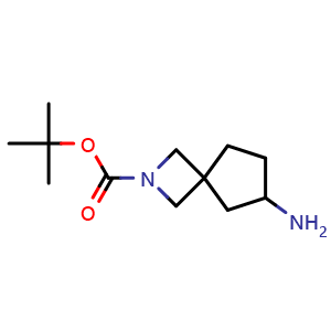 Chemical structure of 6-Amino-2-aza-spiro[3.4]octane-2-carboxylic acid tert-butyl ester , CAS 1638763-38-8, AChemBlock F-4117