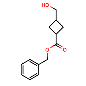 Chemical structure of 3-Hydroxymethyl-cyclobutanecarboxylic acid benzyl ester , CAS 939768-59-9, AChemBlock F-4138