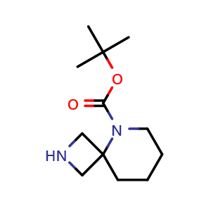 Chemical structure of 2,5-Diazaspiro[3.5]nonane-5-carboxylic acid tert-butyl ester , CAS 1246035-53-9, AChemBlock F-4164
