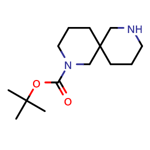 Chemical structure of 2,8-Diazaspiro[5.5]undecane-2-carboxylic acid tert-butyl ester , CAS 954240-14-3, AChemBlock F-4170