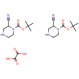 Chemical structure of tert-Butyl 2-cyanopiperazine-1-carboxylate hemioxalate , CAS 1523617-98-2, AChemBlock F-4199-01