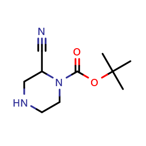 Chemical structure of 1-N-Boc-2-cyanopiperazine , CAS 1053656-76-0, AChemBlock F-4199