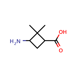 Chemical structure of 3-Amino-2,2-dimethylcyclobutanecarboxylic acid , CAS 783260-98-0, AChemBlock F-4200