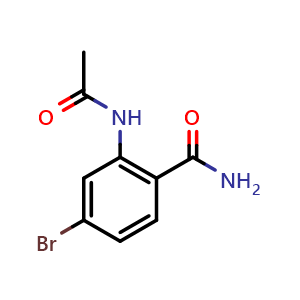 Chemical structure of 2-Acetylamino-4-bromo-benzamide , CAS 1820704-22-0, AChemBlock F-4222