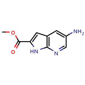 Chemical structure of Methyl 5-amino-1H-pyrrolo[2,3-b]pyridine-2-carboxylate , CAS 952182-18-2, AChemBlock F-4226
