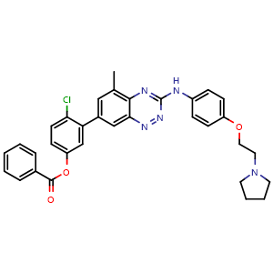 4-Chloro-3-(5-methyl-3-(4-(2-(pyrrolidin-1-yl)ethoxy)phenylamino)benzo[e][1,2,4]triazin-7-yl)phenyl benzoate