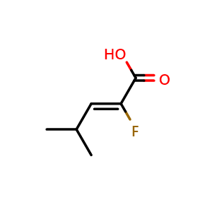Chemical structure of 2-Fluoro-4-methyl-pent-2-enoic acid , CAS 687-49-0, AChemBlock F-4311