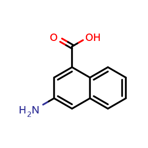 Chemical structure of 3-Aminonaphthalene-1-carboxylic acid , CAS 32018-86-3, AChemBlock F-4338