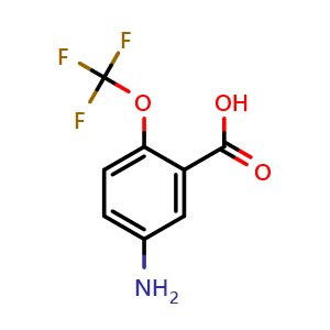 Chemical structure of 5-Amino-2-(trifluoromethoxy)benzoic acid , CAS 307989-56-6, AChemBlock F-4350
