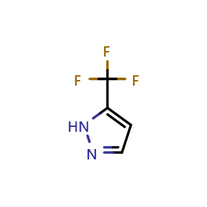 Chemical structure of 5-(Trifluoromethyl)-1H-pyrazole , CAS 20154-03-4, AChemBlock F-4356