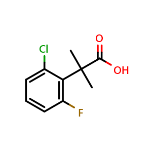 Chemical structure of 2-(2-Chloro-6-fluorophenyl)-2-methylpropanoic acid , CAS 1176702-57-0, AChemBlock F-4373
