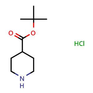 Chemical structure of tert-Butyl piperidine-4-carboxylate hydrochloride , CAS 892493-65-1, AChemBlock F-4375