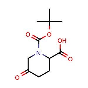 Chemical structure of 1-(tert-butoxycarbonyl)-5-oxopiperidine-2-carboxylic acid , CAS 1260641-46-0, AChemBlock F-4381