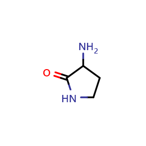 Chemical structure of 3-Aminopyrrolidin-2-one , CAS 2483-65-0, AChemBlock F-4440