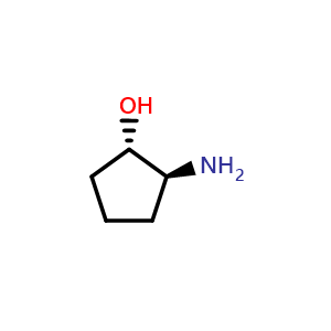 Chemical structure of trans-2-Amino-cyclopentanol , CAS 59260-76-3, AChemBlock F-4448