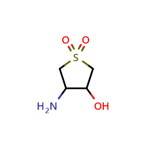 Chemical structure of 3-amino-4-hydroxytetrahydrothiophene 1,1-dioxide , CAS 55261-00-2, AChemBlock F-4451