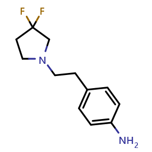 Chemical structure of 4-[2-(3,3-Difluoro-pyrrolidin-1-yl)-ethyl]-phenylamine , CAS 1023277-36-2, AChemBlock F-4470