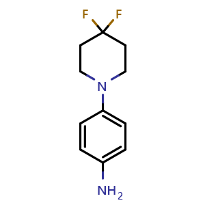 Chemical structure of 4-(4,4-Difluoro-piperidin-1-yl)-phenylamine , CAS 1266330-18-0, AChemBlock F-4481