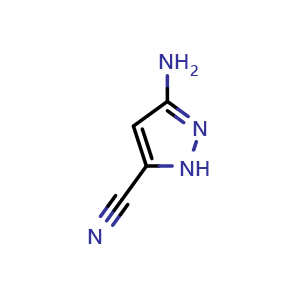 Chemical structure of 3-Amino-1H-pyrazole-5-carbonitrile , CAS 125144-04-9, AChemBlock F-4505