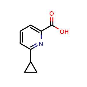 Chemical structure of 6-Cyclopropylpicolinic acid , CAS 1256793-43-7, AChemBlock F-4526