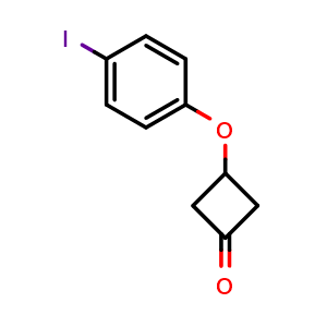Chemical structure of 3-(4-Iodophenoxy)cyclobutan-1-one , CAS 1542317-08-7, AChemBlock F-4530