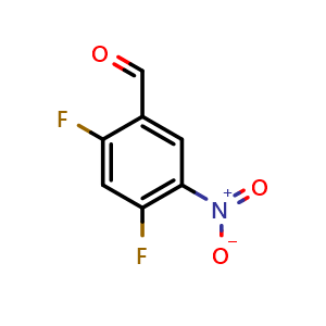 Chemical structure of 2,4-Difluoro-5-nitrobenzaldehyde , CAS 127228-77-7, AChemBlock F-4534