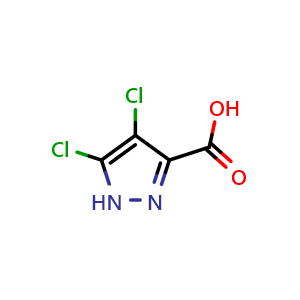 Chemical structure of 4,5-Dichloro-1H-pyrazole-3-carboxylic acid , CAS 115964-19-7, AChemBlock F-4538