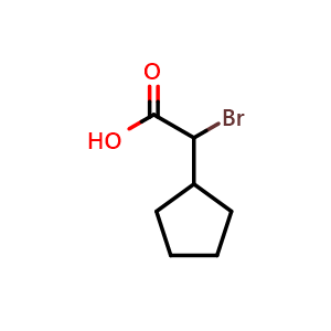 Chemical structure of 2-Bromo-2-cyclopentylacetic acid , CAS 53389-30-3, AChemBlock F-4556