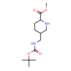 Chemical structure of Methyl 5-(([(tert-butoxy)carbonyl]amino)methyl)piperidine-2-carboxylate , CAS 1291351-83-1, AChemBlock F-4592