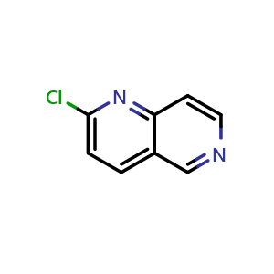 Chemical structure of 2-Chloro-1,6-naphthyridine , CAS 23616-33-3, AChemBlock F-4610
