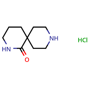 Chemical structure of 2,9-Diazaspiro[5.5]undecan-1-one hydrochloride , CAS 1187173-73-4, AChemBlock F-4614