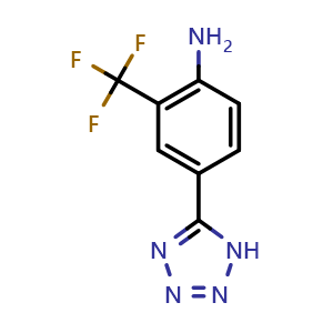 Chemical structure of 4-(1H-Tetrazol-5-yl)-2-trifluoromethyl-phenylamine , CAS 874815-04-0, AChemBlock F-4656