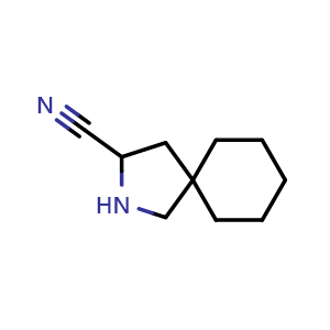Chemical structure of 2-Azaspiro[4.5]decane-3-carbonitrile , CAS 93960-17-9, AChemBlock F-4685