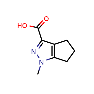 Chemical structure of 1-Methyl-2H,4H,5H,6H-cyclopenta[c]pyrazole-3-carboxylic acid , CAS 854405-75-7, AChemBlock F-4710