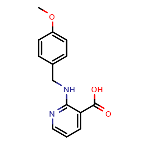 Chemical structure of 2-([(4-Methoxyphenyl)methyl]amino)pyridine-3-carboxylic acid , CAS 460363-73-9, AChemBlock F-4725
