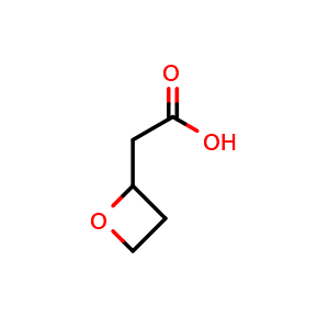 Chemical structure of Oxetan-2-yl-acetic acid , CAS 1416271-20-9, AChemBlock F-4762