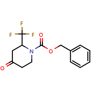 Chemical structure of N-1-Cbz-2-trifluoromethyl piperidin-4-one , CAS 911298-12-9, AChemBlock F-4773