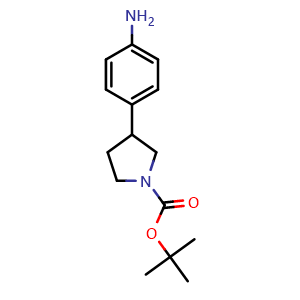 Chemical structure of tert-Butyl 3-(4-aminophenyl)pyrrolidine-1-carboxylate , CAS 885270-24-6, AChemBlock F-4796
