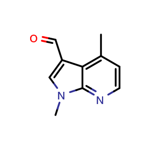 Chemical structure of 1,4-Dimethyl-1H-pyrrolo[2,3-b]pyridine-3-carbaldehyde , CAS 27284-69-1, AChemBlock F-4798